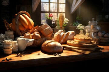 Crusty Loaf bakery bread. Pastry rustic. Generate AI