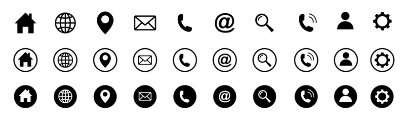 Web icon set. Contact and web icons set. Website set icon vector.