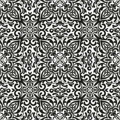 Damask seamless pattern. Royal endless background for wallpaper, fabric, wrapping. Black ornaments on a transparent background