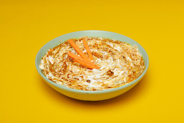 Concept of tasty food, sweet potato puree