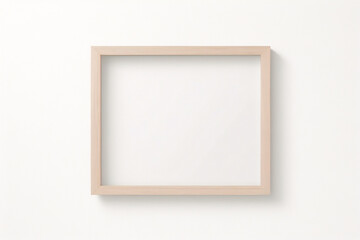 Leere hölzerne Bilderrahmen-Attrappe isoliert auf transparentem Hintergrund, horizontale Landschaftsgrafik-Vorlage für Foto, Bild, Bild, Wandkunst, Text, Zitat. Rahmen aus hellem Eichenholz.