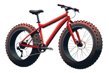 red mountain bike with oversized fat tires