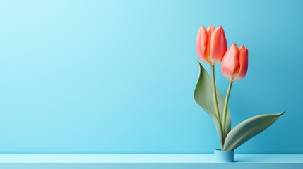 tulip on a blue background WITH text space