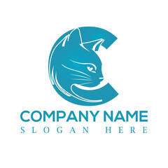 Cat logo design vector Illustration, Cat icon design, pet care vector template