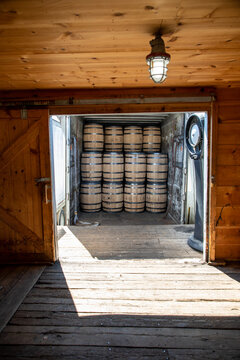 Whiskey barrels ready for shipment