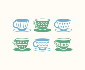 cup of tea decorative spring summer vector design simple icon illustration collections sets