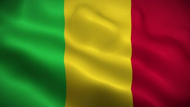 Mali flag waving animation, perfect loop, official colors, 4K video