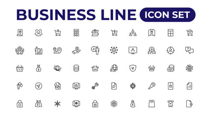 Business line icons set.Money, investment, teamwork, meeting, partnership, meeting, work success.Outline icon .