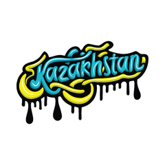 kazakhstan national graffiti typography art illustration