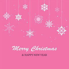 Naklejka na ściany i meble Christmas card with decorations from snowflakes, stars. Merry Christmas Happy New Year. Holiday greeting card or invitation.