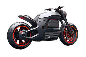 Obraz premium motorcycle is equipped with red shock absorbers visible beneath the seat, alloy rims and disc brakes on the wheels