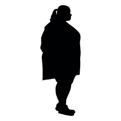 Plus size woman silhouette on white background
