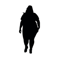 Plus size woman silhouette on white background - obrazy, fototapety, plakaty