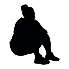 Plus size woman silhouette on white background