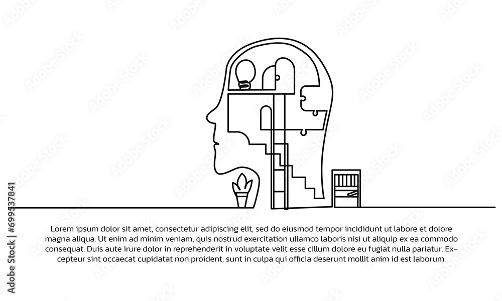 Poster continuous line design of success sharing idea illustration. single line decorative elements drawn o