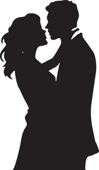 Romantic couple silhouette Illustrator line art design vector