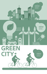 green city eco friendly power saving infographic presentation element background