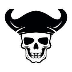 Skull pirate black vector icon on white background