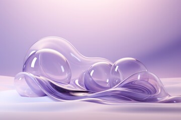 Dreamy Lavender Waves and Floating Lilac Spheres, on an isolated Mauve background, Generative AI