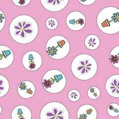 Fototapeta na wymiar Colourful Flower ,seamless pattern ,prints background, vectors, surface patterns , Flowers ,butterfly , caterpillars ,dots, stripes, crosshetch 