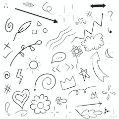abstract doodle hand drawn arrows set