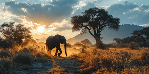 Fototapete Rund Elefant Safari © Fatih