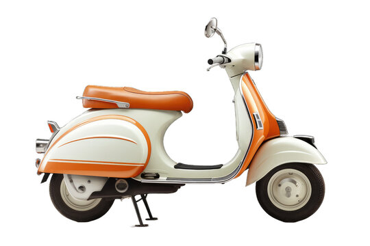 The scooter is equipped with round mirrors attached to the handlebars and a round headlight at the front