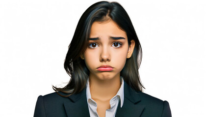 business woman looks sad