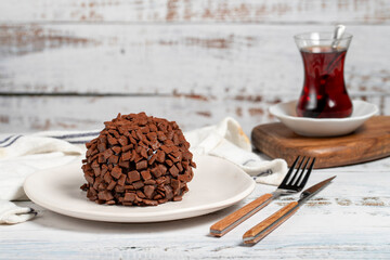 Cake. Chocolate cake on a white background