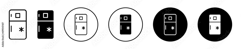 Poster smart fridge icon outline style. wireless wifi refrigerator freezer vector symbol editable stroke