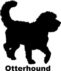 Dog Otterhound silhouette Breeds Bundle Dogs on the move. Dogs in different poses.
The dog jumps, the dog runs. The dog is sitting. The dog is lying down. The dog is playing
