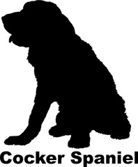 Dog  Cocker Spaniel silhouette Breeds Bundle Dogs on the move. Dogs in different poses.
The dog jumps, the dog runs. The dog is sitting. The dog is lying down. The dog is playing
