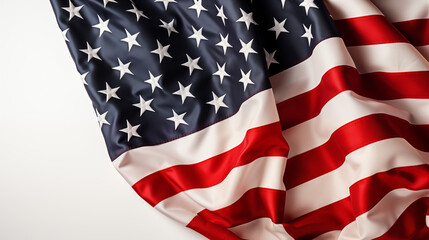 American flag on the white background. 3d rendering, 3d illustration.