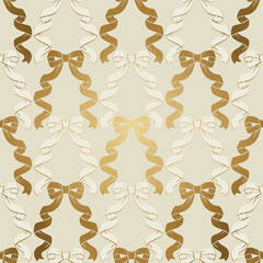 Antique white and gold ribbon seamless pattern