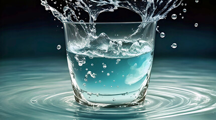 Abstract Blue Water Splash Art