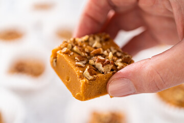 Pumpkin spice fudge with pecans
