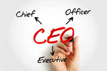 CEO Chief executive officer - highest-ranking person in a company, acronym text concept background