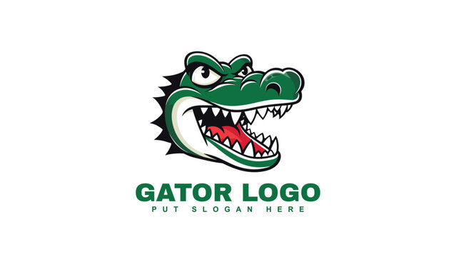 gator logo illustration of alligator crocodile logo with sharp teeth and open mouth for business company or sports team vector clipart