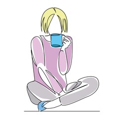 girl drinking coffee color