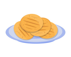Arepa on a plate. Colombian cuisine. Vector illustration.