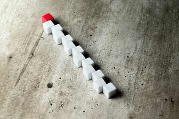 Zig-zag row of small cubes