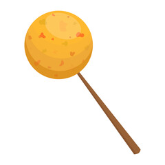 Fish ball on a skewer. Street Asian food. Vector illustration.