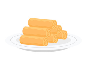 Spring rolls dish from Asia. Vector illustration.