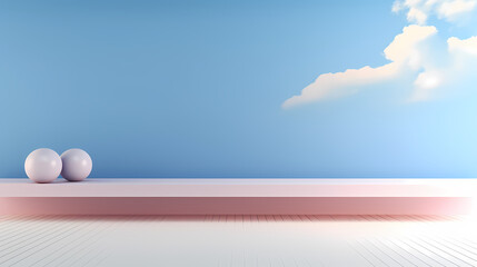 Pastel empty simple fashion art background, 3d rendering podium platform