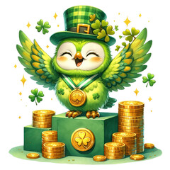 Cute Owl St Patrick's Day Clipart Illustration