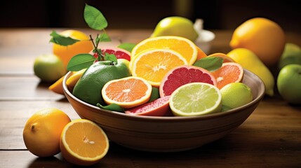 Citrus Fruit Bowl. Generative AI