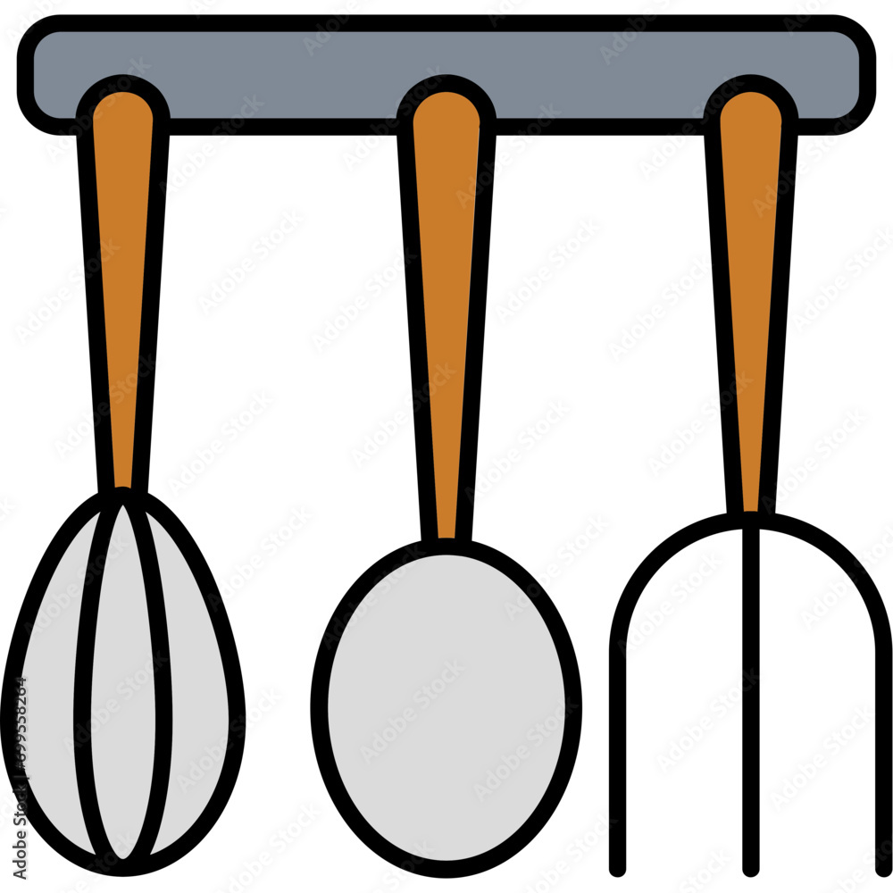 Wall mural kitchen utensils icon