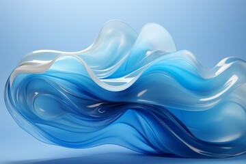 Fluid and Layered Design with Playful Negative Spaces, on an isolated Ocean Blue background, Generative AI