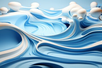 Fluid and Layered Design with Playful Negative Spaces, on an isolated Ocean Blue background, Generative AI
