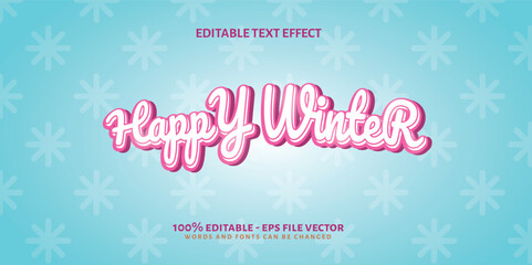 Fototapeta na wymiar Happy Winter Editable text effect styles , Winter Glow Theme Text Effect Style